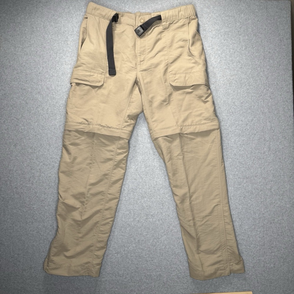 The North Face Mens L Tan Convertible Hiking Pants Zip Off Cargo Nylon AJFB